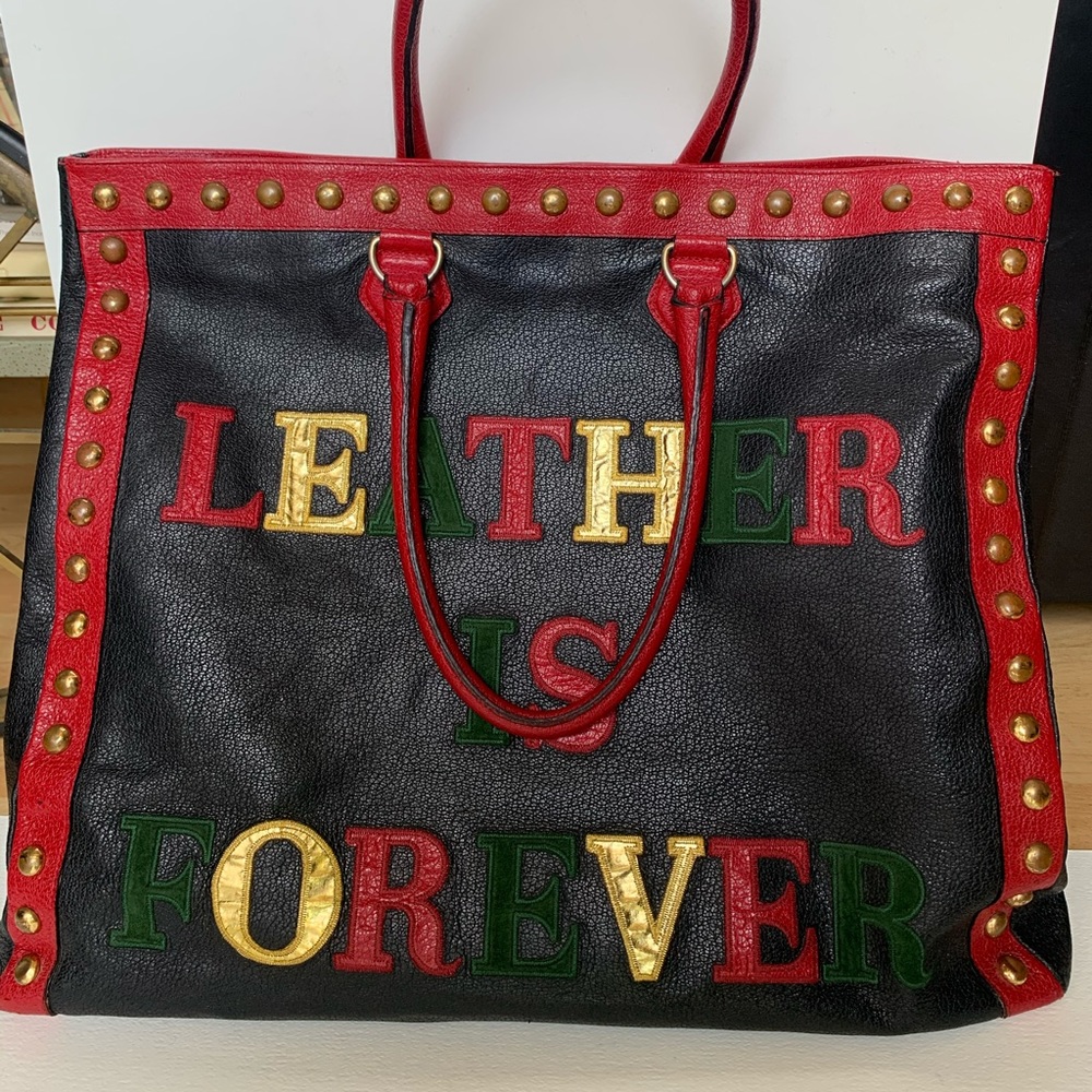 Authentic Vintage Moschino Leather is Forever Tote - Picture 1 of 10
